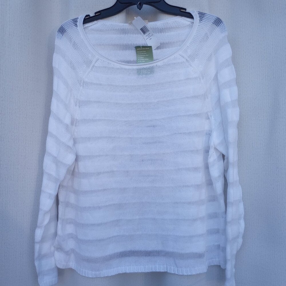 NWT Eileen Fisher Bateau Neck Box  Top 100% Organic Cotton Sweater Large